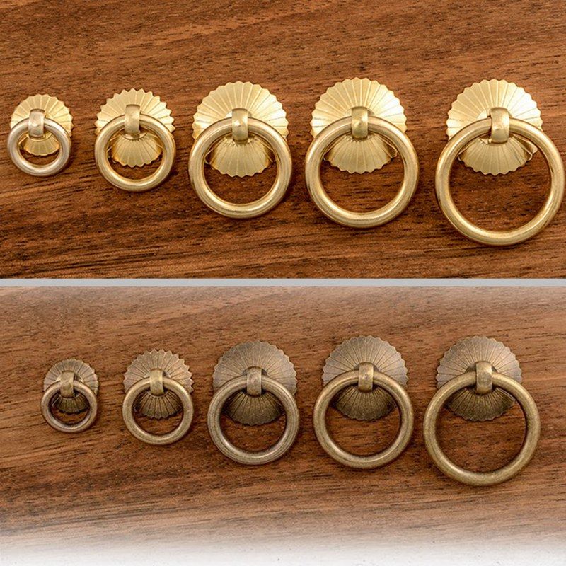 2021 Vintage Brass Kitchen Ring Knobs Pulls Small Drawer