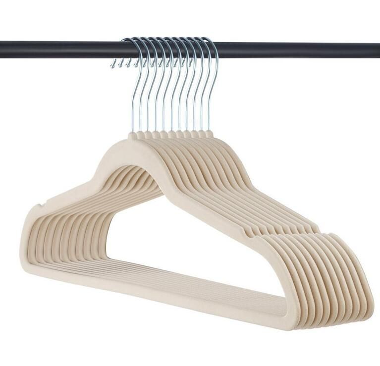 Pas de glissement assez fort et un espace d/économie avec des clips en m/étal//Grooves Chrom/é//Crochet for manteau//Pantalons//Veste 12pcs ClearloveWL Cintre Pantalon velours Hangers