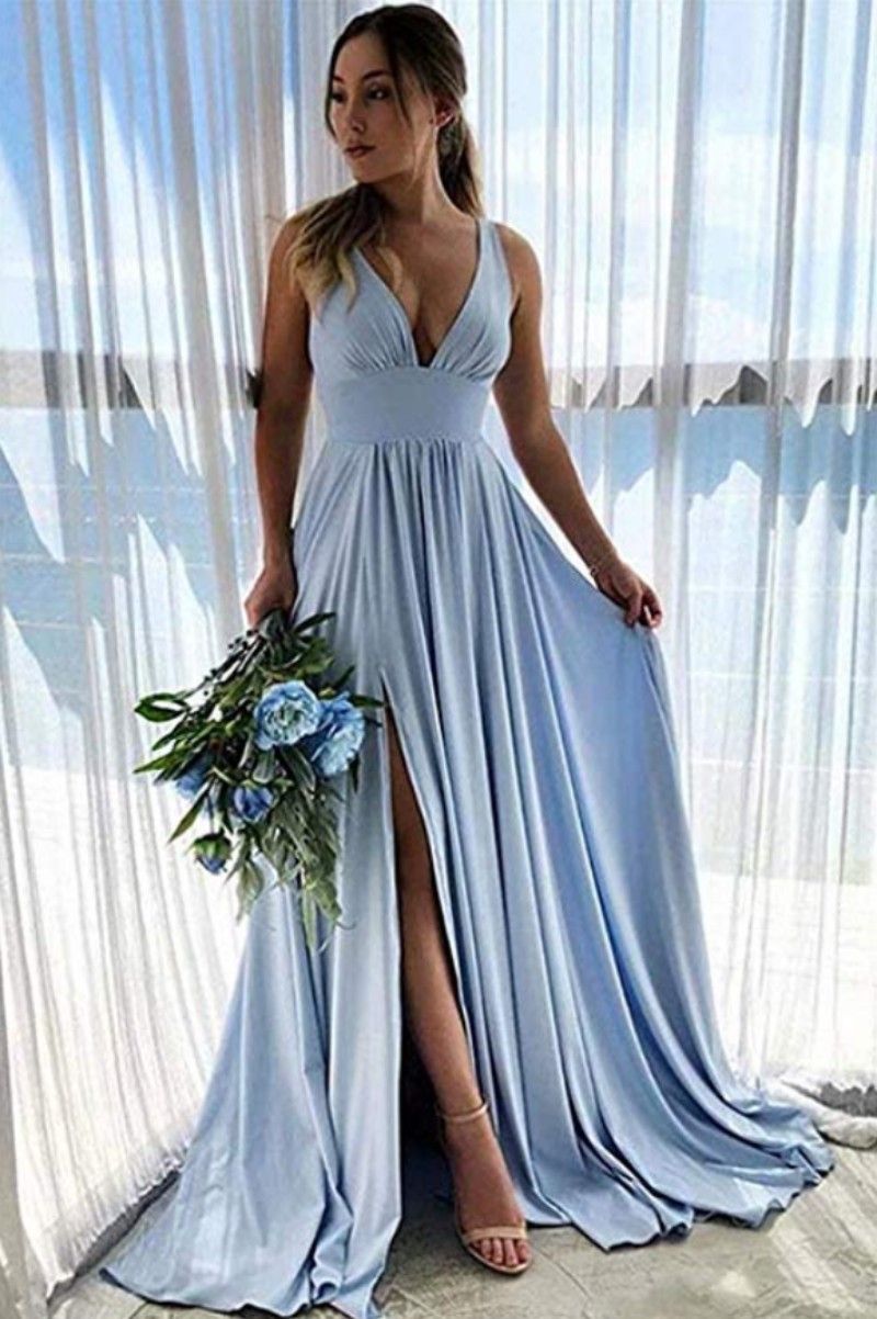 light blue chiffon bridesmaid dress