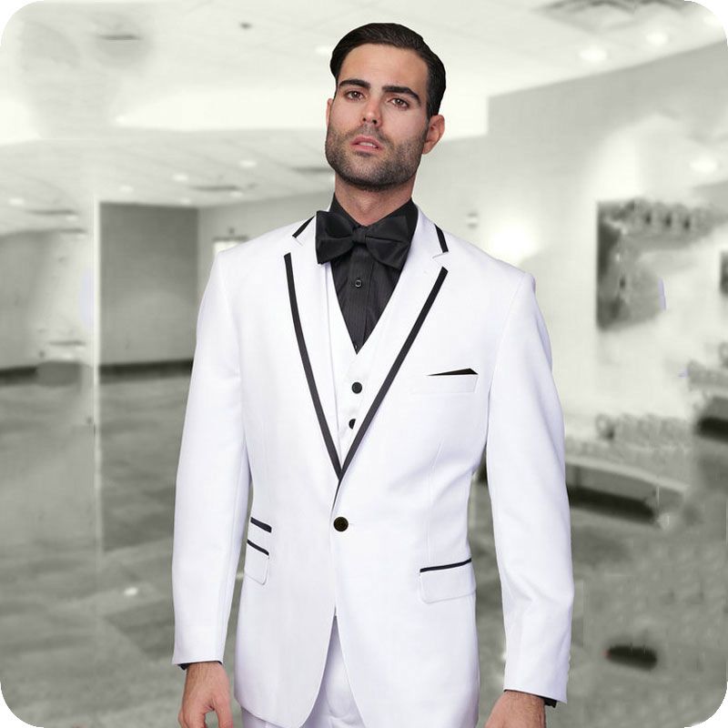 Acquistare Abiti Uomo Bianchi Uomo Matrimonio Giacca Uomo Nero Con Risvolto  Costume Homme Mariage Sposo Smoking Cappotto Pantaloni Maglia Slim Terno  Masculino Economico | Consegna Veloce E Qualità | DHgate Italy