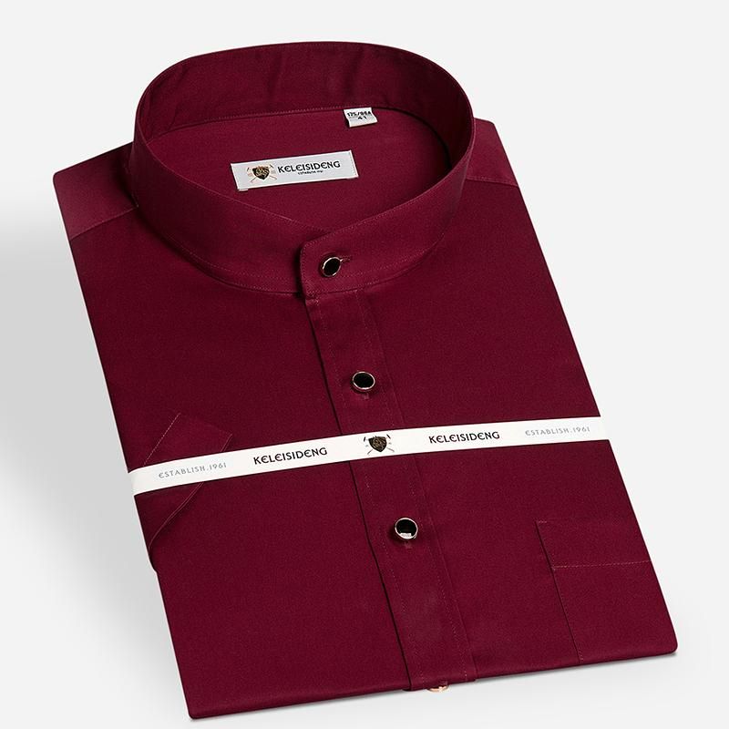 pipigo Mens Formal Long-Sleeve Easy Care Dress Banded Collar Shirt pipigo Mens Formal Long-Sleeve Easy Care Dress Banded Collar Shirt