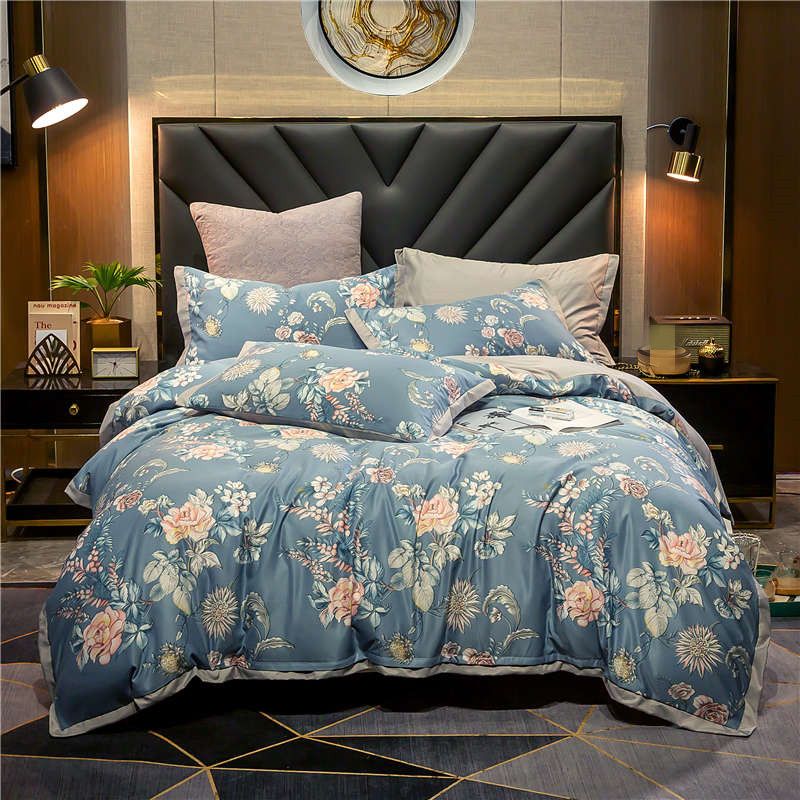 Bedding Sets Luxury American Flower, Blue And Yellow Bedding King Size