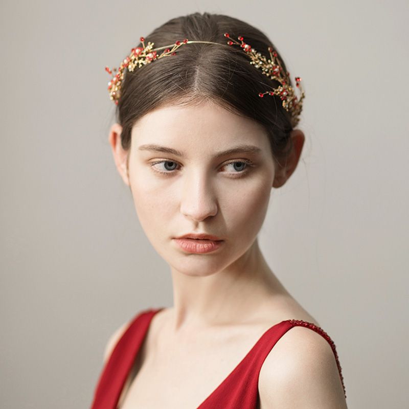 2020 Red Wedding Hair Jewelry Girls Rhinestone Bridal Headpieces