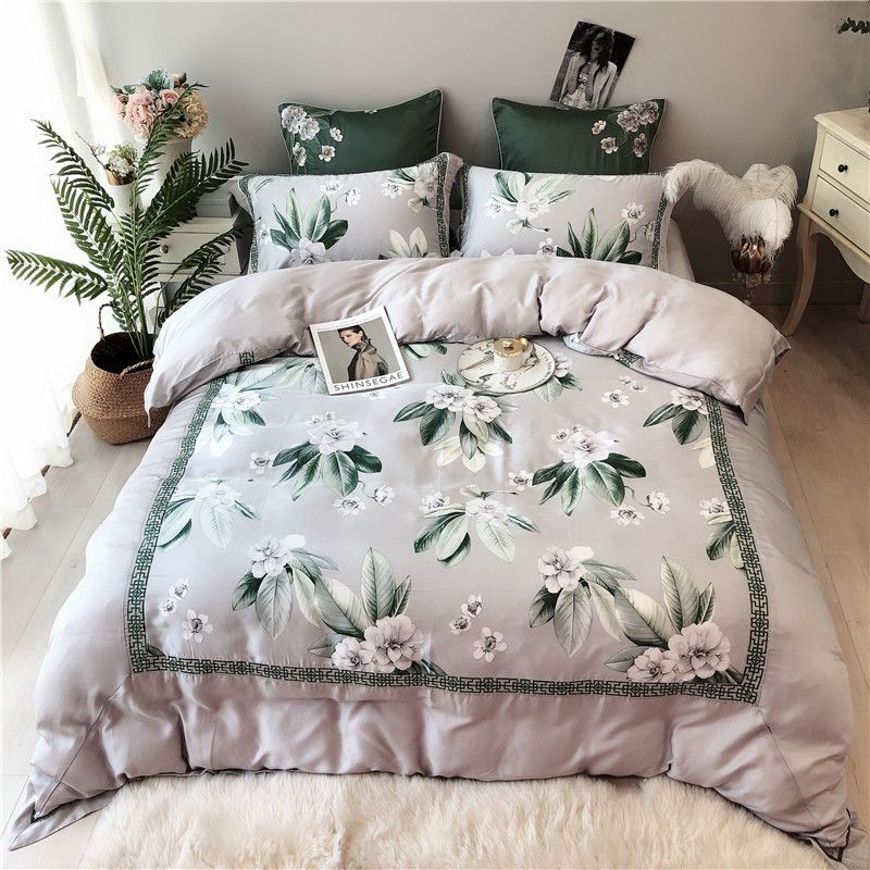 Colorful Tropical Floral Patchwork Duvet Cover Set 100 Tencel