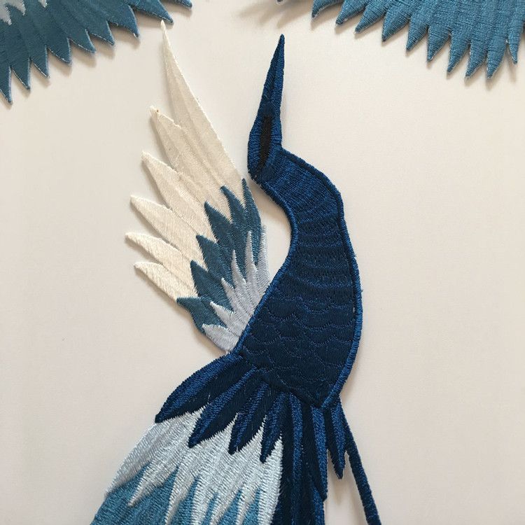 Acheter Oiseau Broderie Autocollants En Tissu Phénix Bleu Gros Patch Applique Vêtements Décoration Accessoires Cheongsam Accessoires De Bricolage