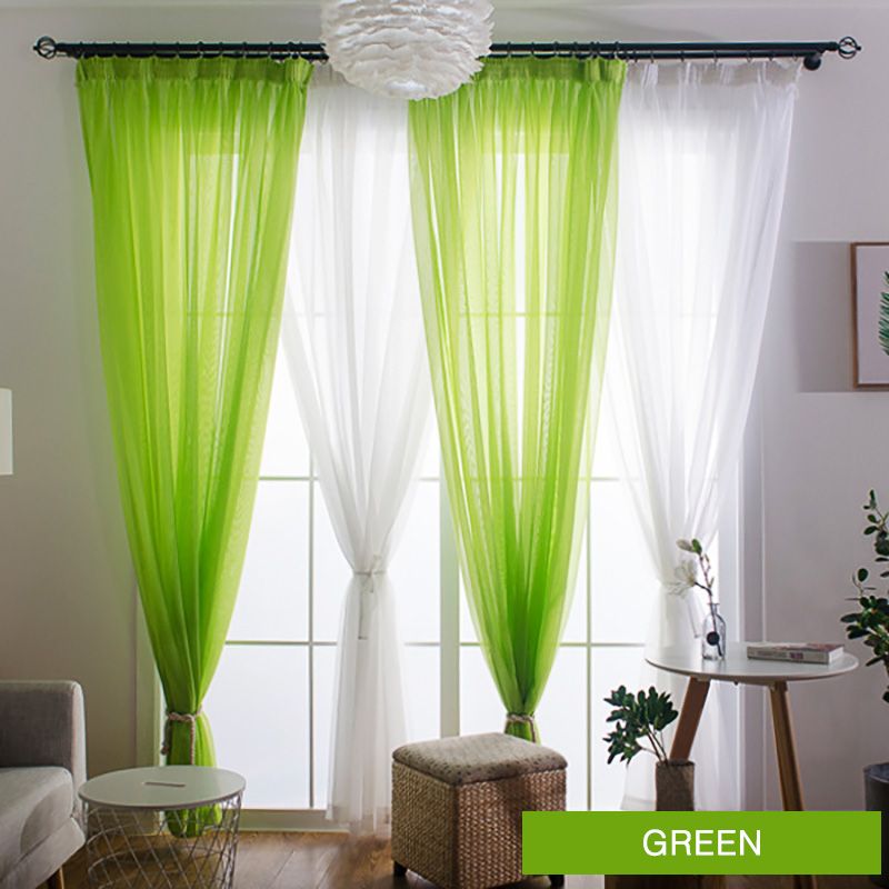 green curtains