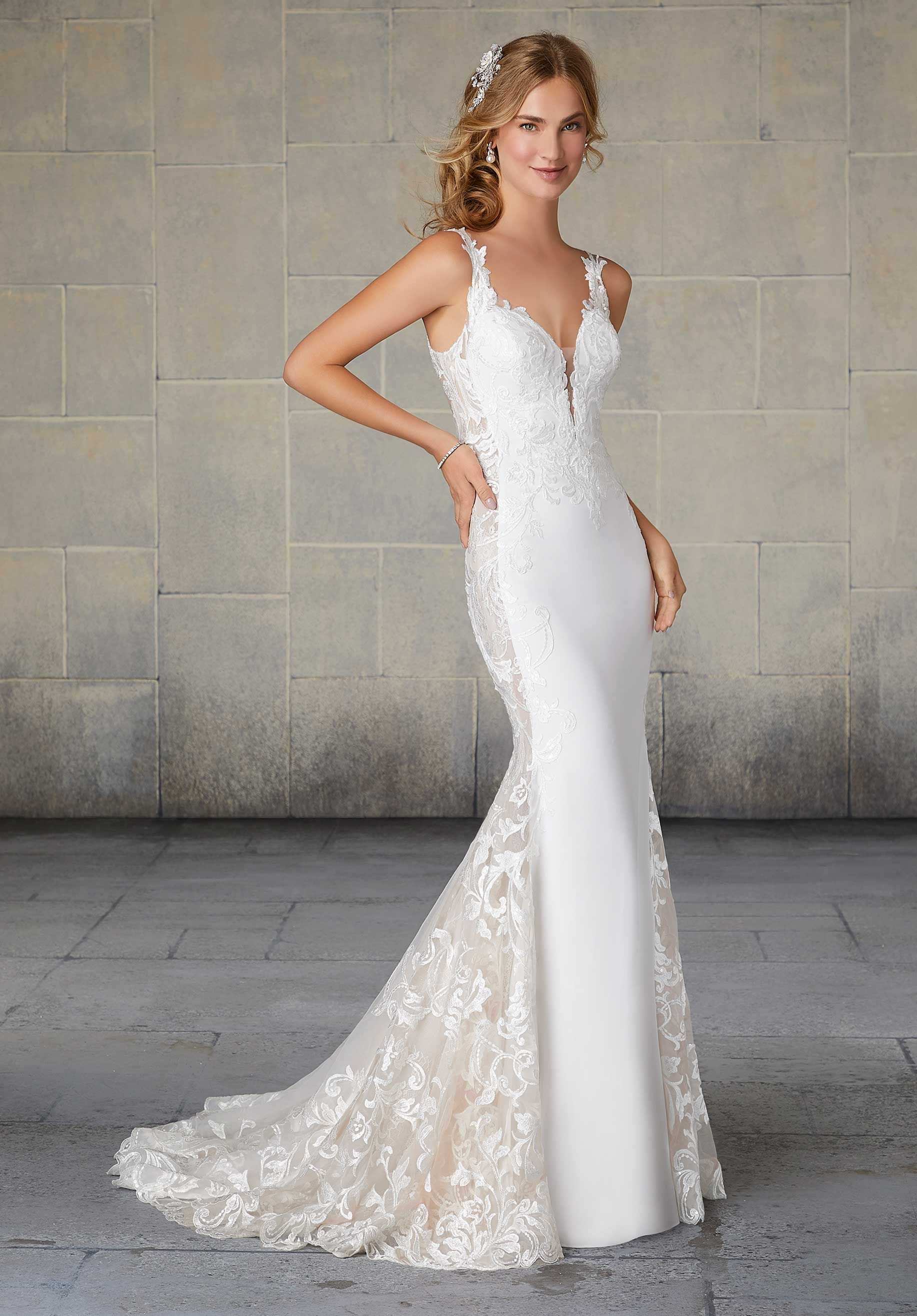 sleek lace wedding dresses