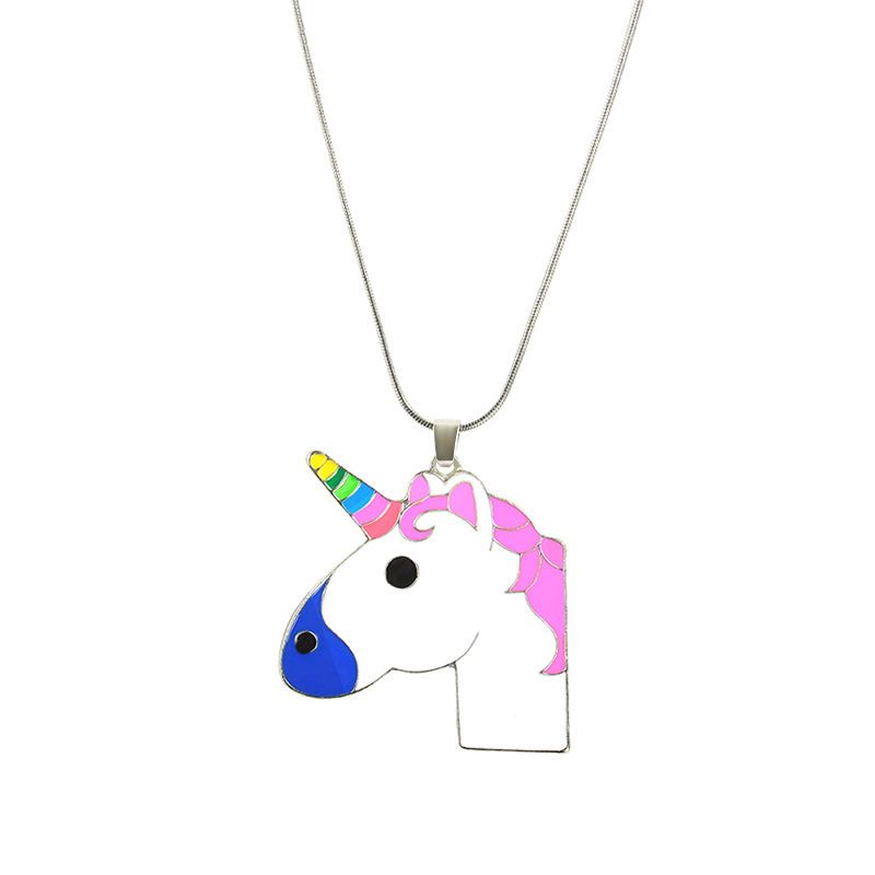 Exquisitos unicornio collares para niñas niños moda mujer animal joyería esmalte dibujos animados caballo