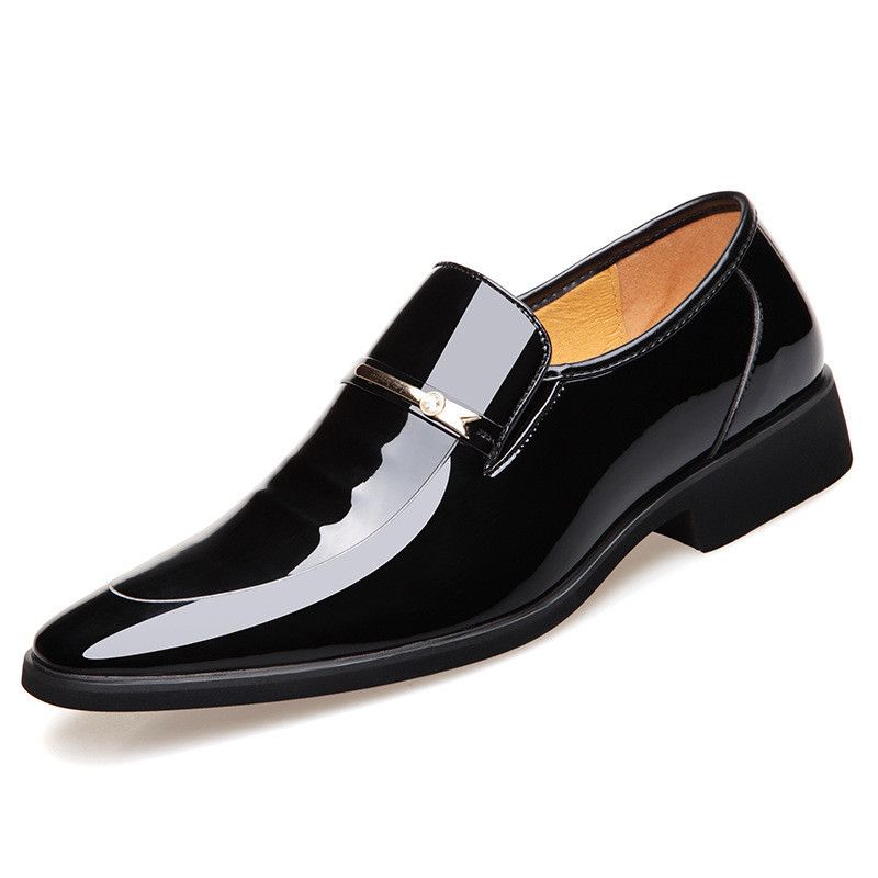 Men's Formal Business Faux Patent Leather Dress Shoes Square Toe Loafer Shoes