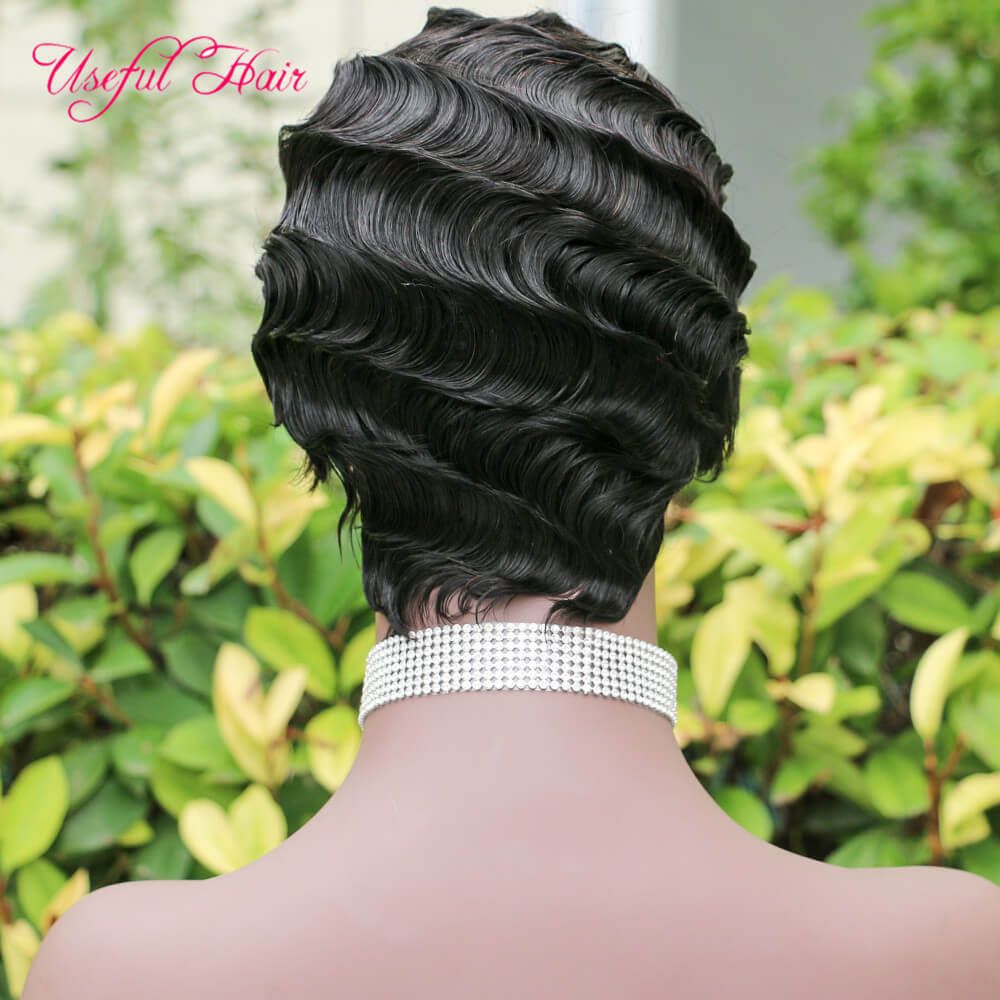 Ombre Short Wigs Brazilian Virgin Hair Human Hair Wigs Black