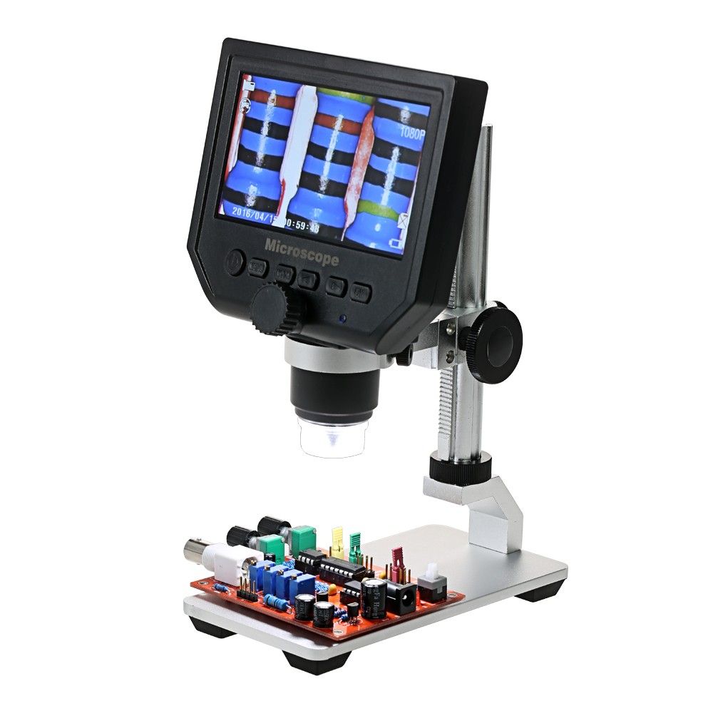 Negro -BCVBFGCXVB Tama/ño port/átil LED Microscopio Digital USB Endoscopio C/ámara Microscopio Lupa Microscopio electr/ónico con Soporte