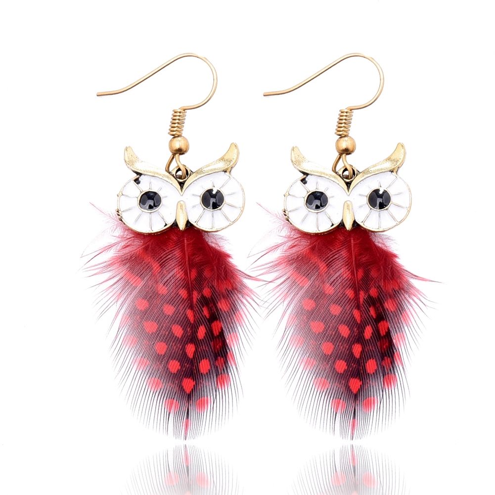 Fashion Bohemian Feather Earrings Cute Women Owl Earring Dangle Tassel Earrings Fashion Bohemian Feather Earrings Cute Women Owl Earring Dangle Tassel Earrings