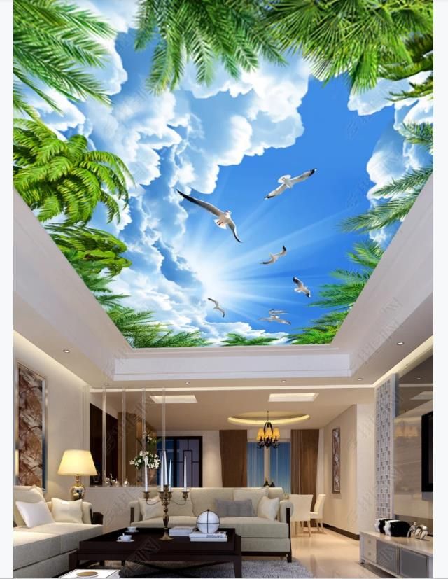 nuages blanc Papier peint zénith Mural pour plafondPapier peint personnalisé