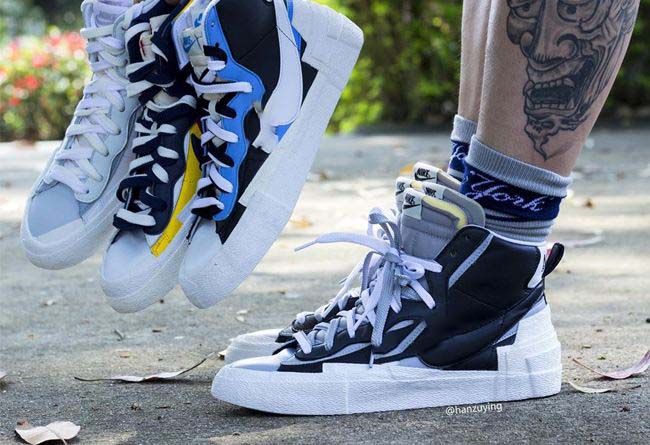 Sacai X Nikè Blazer Mid With The Dunk Mens Shoes High White Black ...