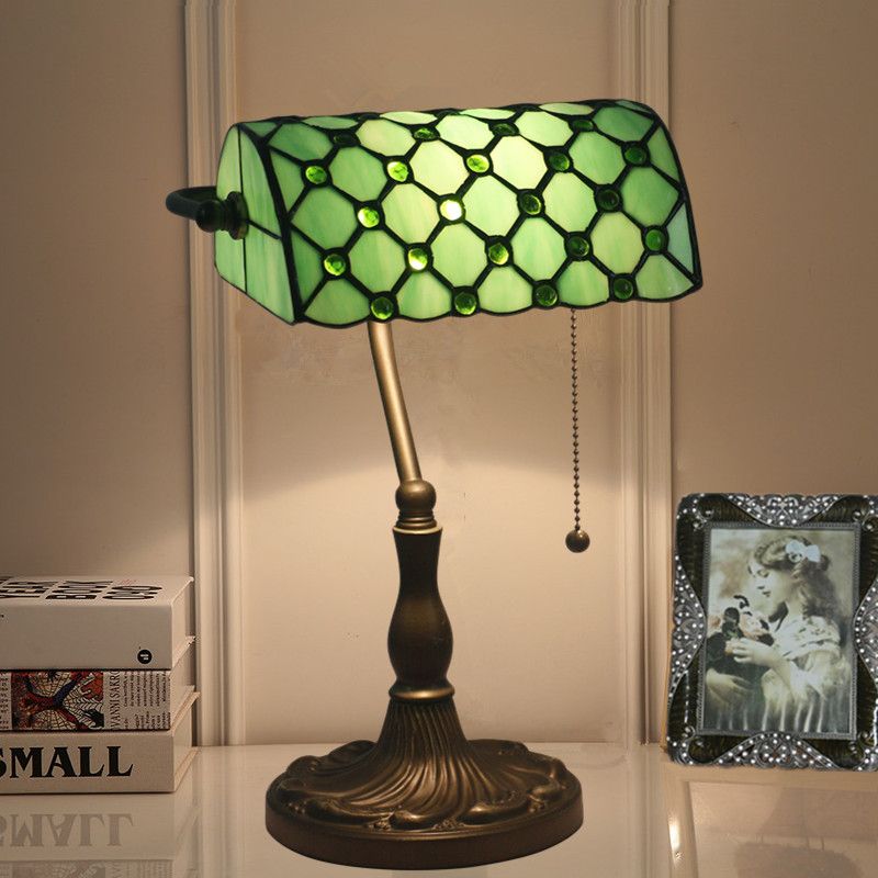 2021 Green Glass Table Lamps, Antique Green Desk Lamp