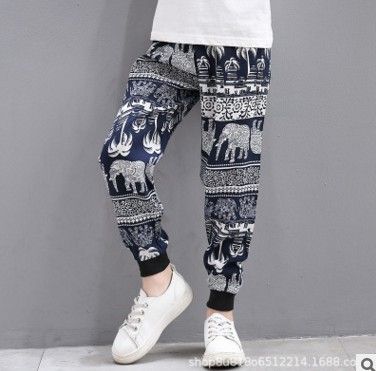 Summer Kids Harem Pants For Boys Beach Wear Floral Print Trousers Girls