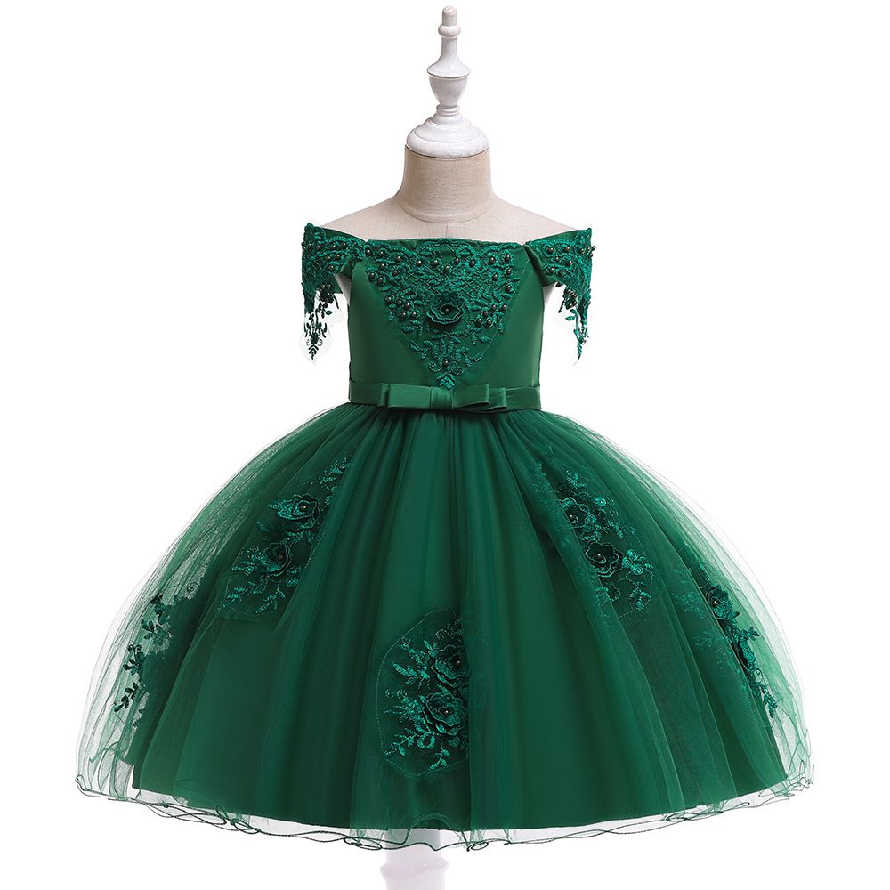 flower girl dress emerald green