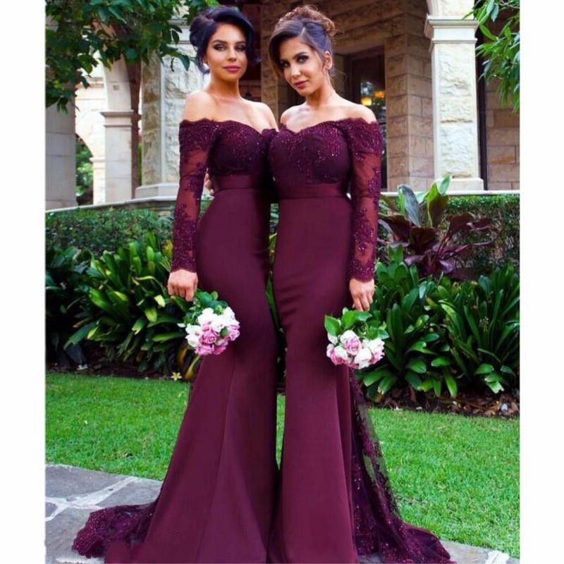 burgundy bridesmaid dresses mermaid