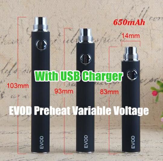 EVOD Vorwärmen VV 650 mAh + USB-Ladegerät