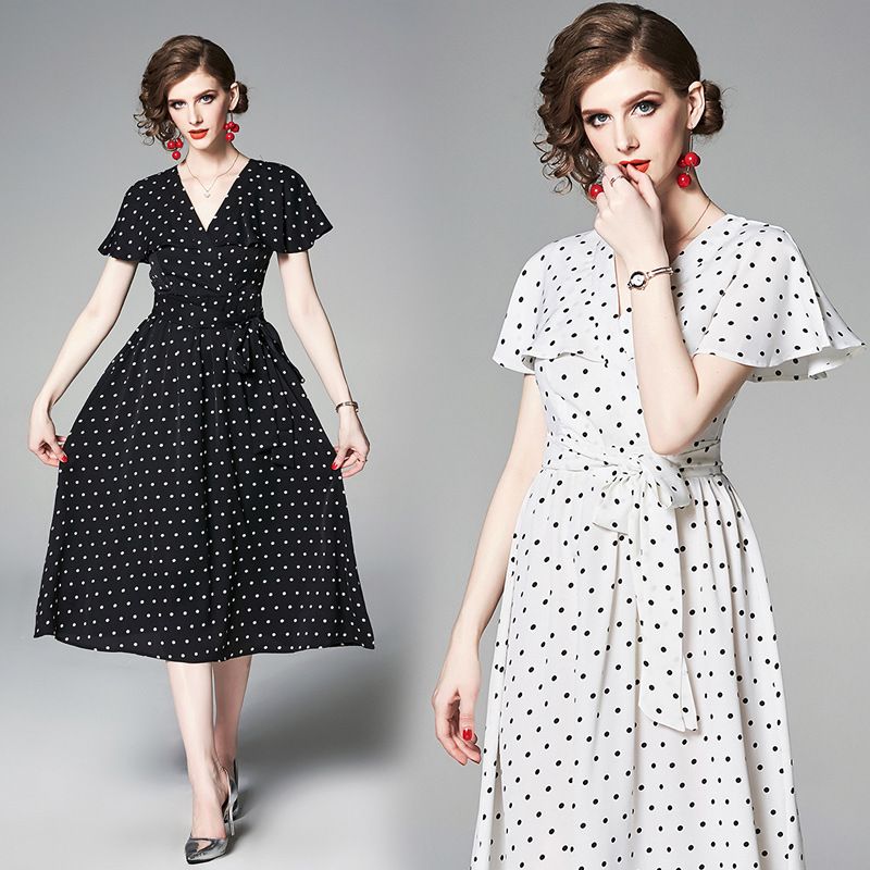 black and white polka dot summer dress