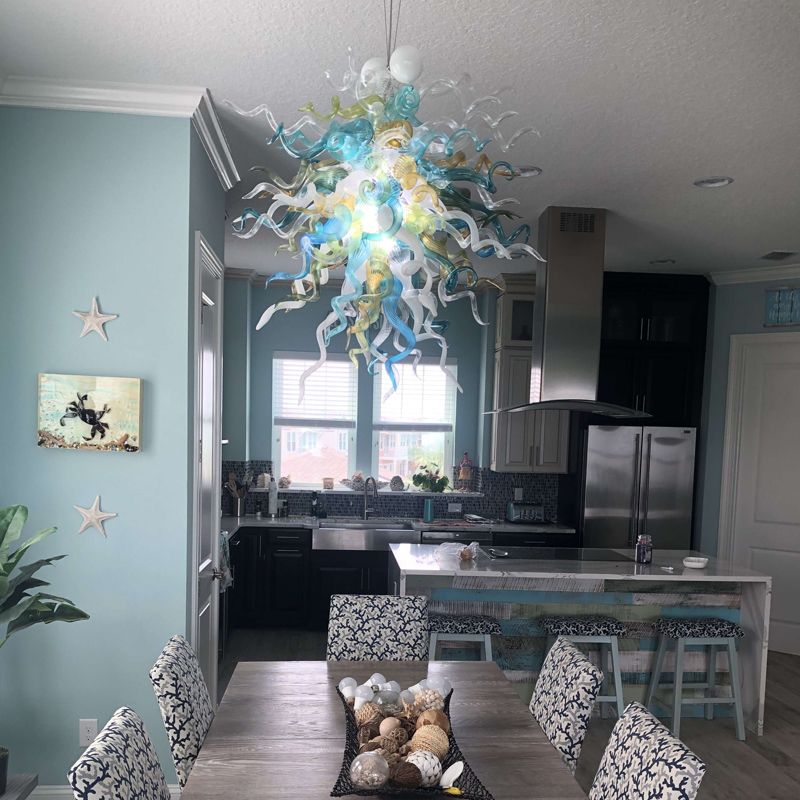 Magnificent Dining Room Hand Blown Glass Chandelier Led Light Source Multi Colored Glass Flower Chandeliers Lighting Pendant Globe Light Multi Pendant Lights From Longreecraft 326 64 Dhgate Com