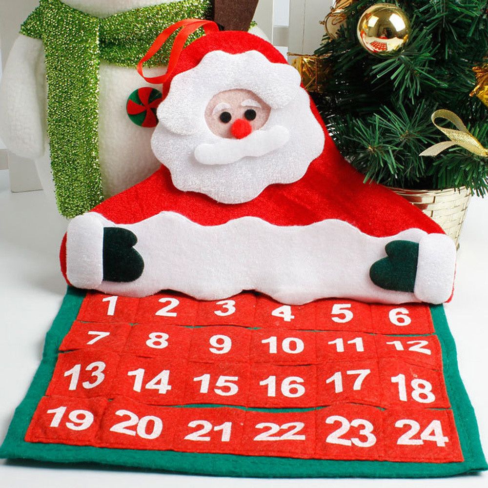 24 Day Advent Calendar Santa Wall Hanging Countdown to Christmas Calendar Non-Woven Fabrics Xmas Decor