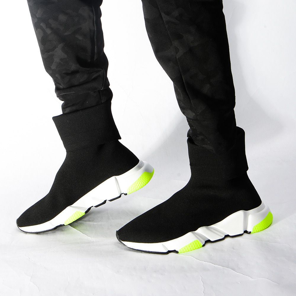 2019 Shoes Speed ​​Trainer Oreo triple Black Lime Green Flat Calcets Boot Men