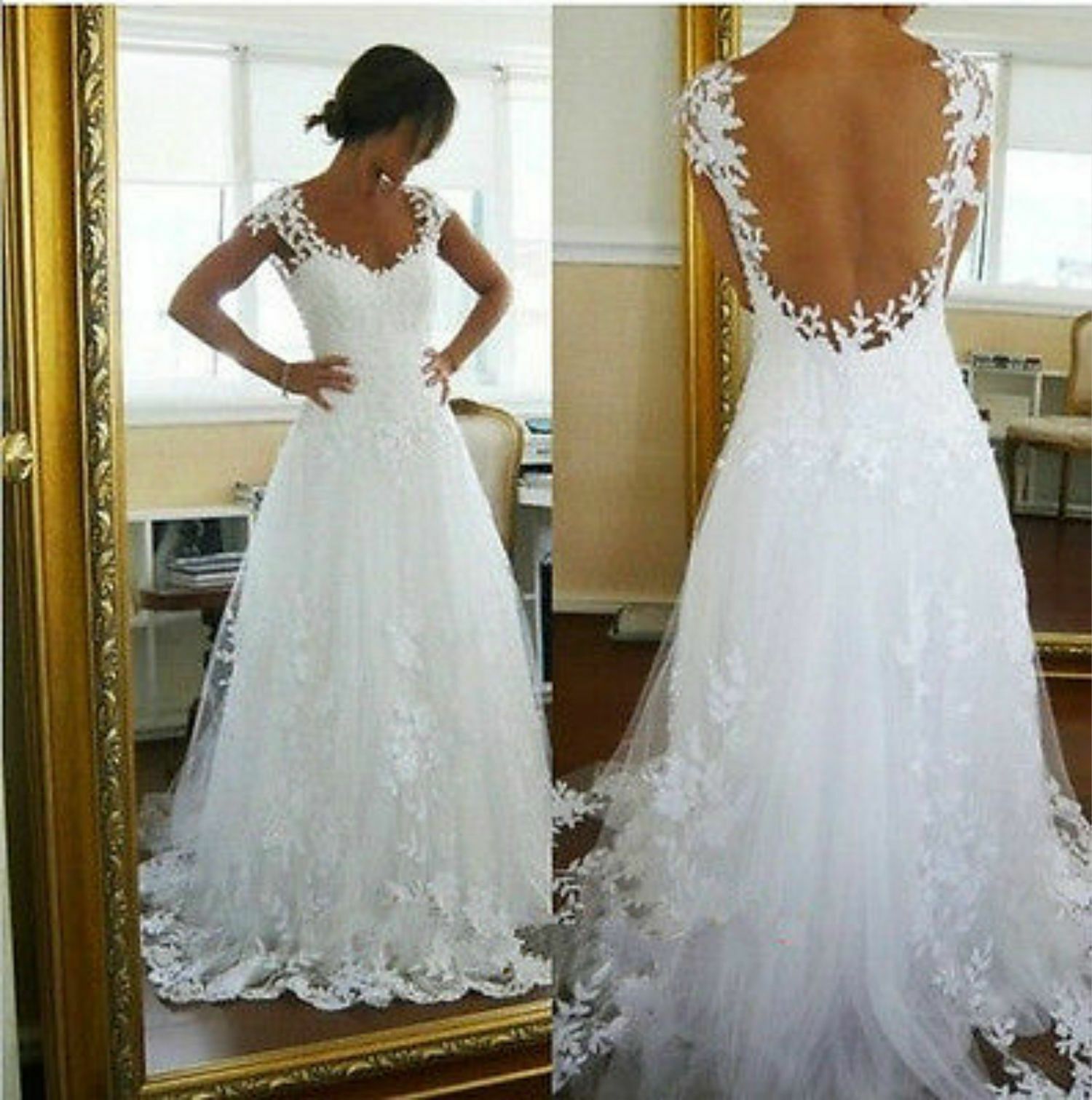 white floral wedding dress