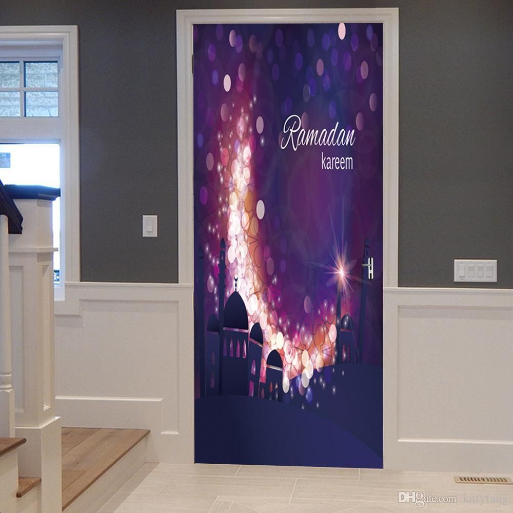 Set 3d Muslim Creative Door Stickers Bedroom Doors Renovation Waterproof Stickers House Decoration Ramadan Kareem Wall Sticker Wall Art Decor Stickers Wall Art Murals Decals Stickers From Qiansuning666 76 09 Dhgate Com