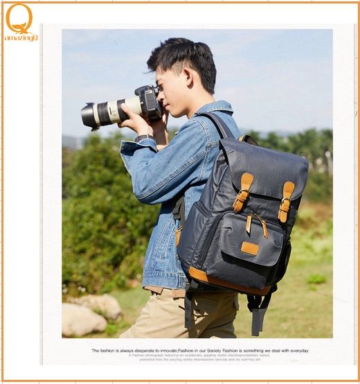 Waterproof Canvas Camera Bag Outdoor Multi-Functional Photography Backpack for Camera Lens