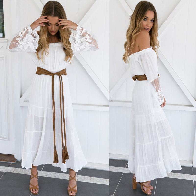 white beach dress with sleeves