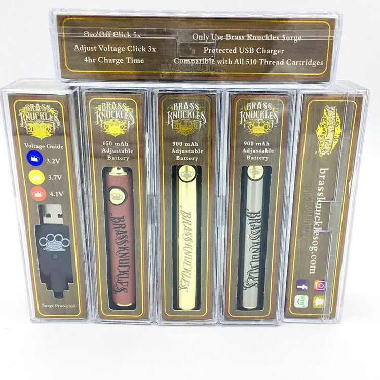 Brass Knuckles Battery 650mAh 900mAh Gold Wood Slivery Preheat