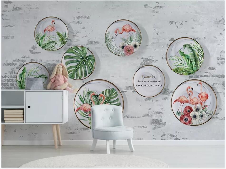 Compre Wdbh Papel Tapiz 3d Foto Personalizada Hojas Frescas Europeas Flamenco Jardin Pared De Ladrillo Decoracion Murales De Pared 3d Papel Tapiz Para Paredes 3 D Sala De Estar A 11 22