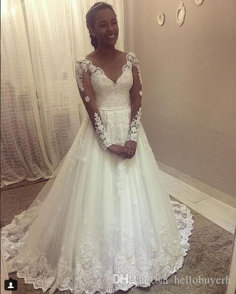 Long Sleeve Wedding Dresses Sweetheart 