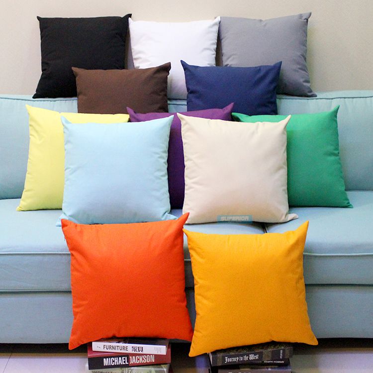 Multicoloured Plain Solid Colour Cushion Cover Covers Canvas Throw Pillow Case
