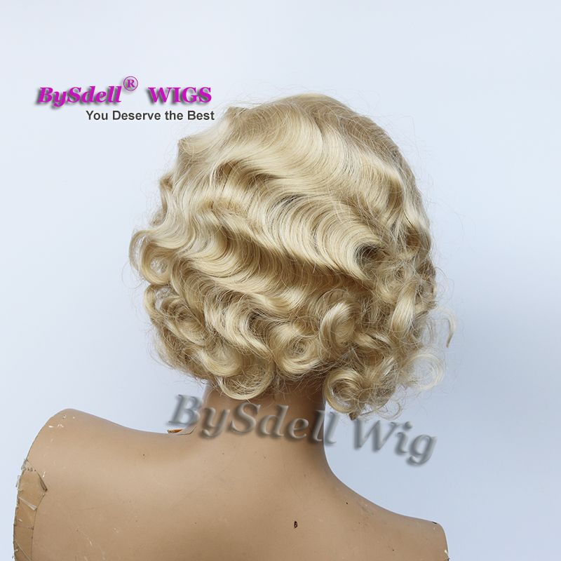 Cheap Water Curly Hair Wig Synthetic Ash Blonde Egg Roll Curls