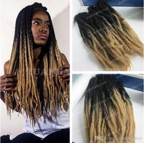 2019 12 Packs Full Head Two Tone Marley Braid Hair 20inch Black