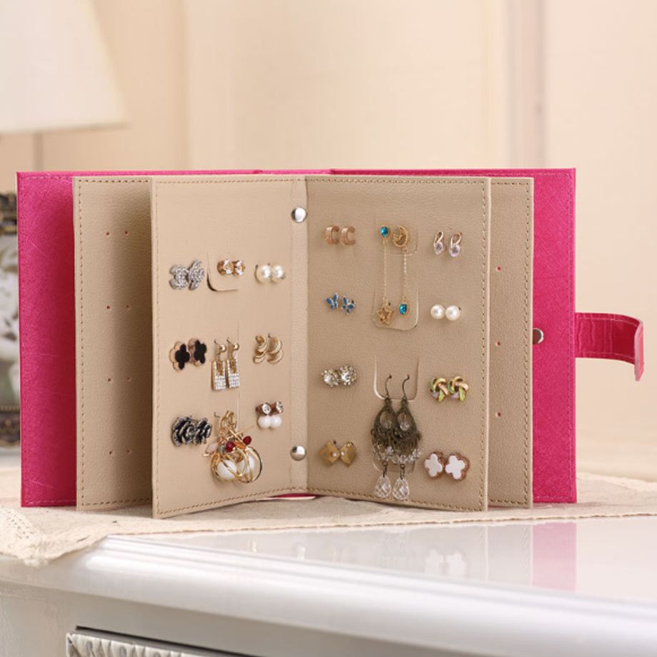 Stud Pendientes Libro de almacenamiento portátil coreano creativo joyería caja de almacenamiento Stud Pendientes Libro de almacenamiento portátil coreano creativo joyería caja de almacenamiento