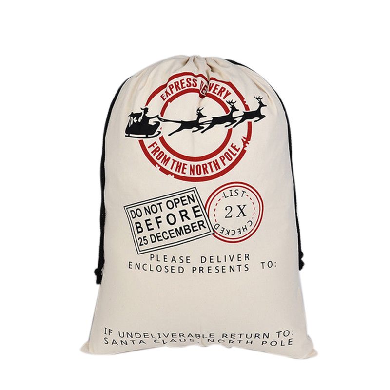 Christmas Gift Santa Sacks Drawstring Canvas Santa Sack Xmas Canvas Bag