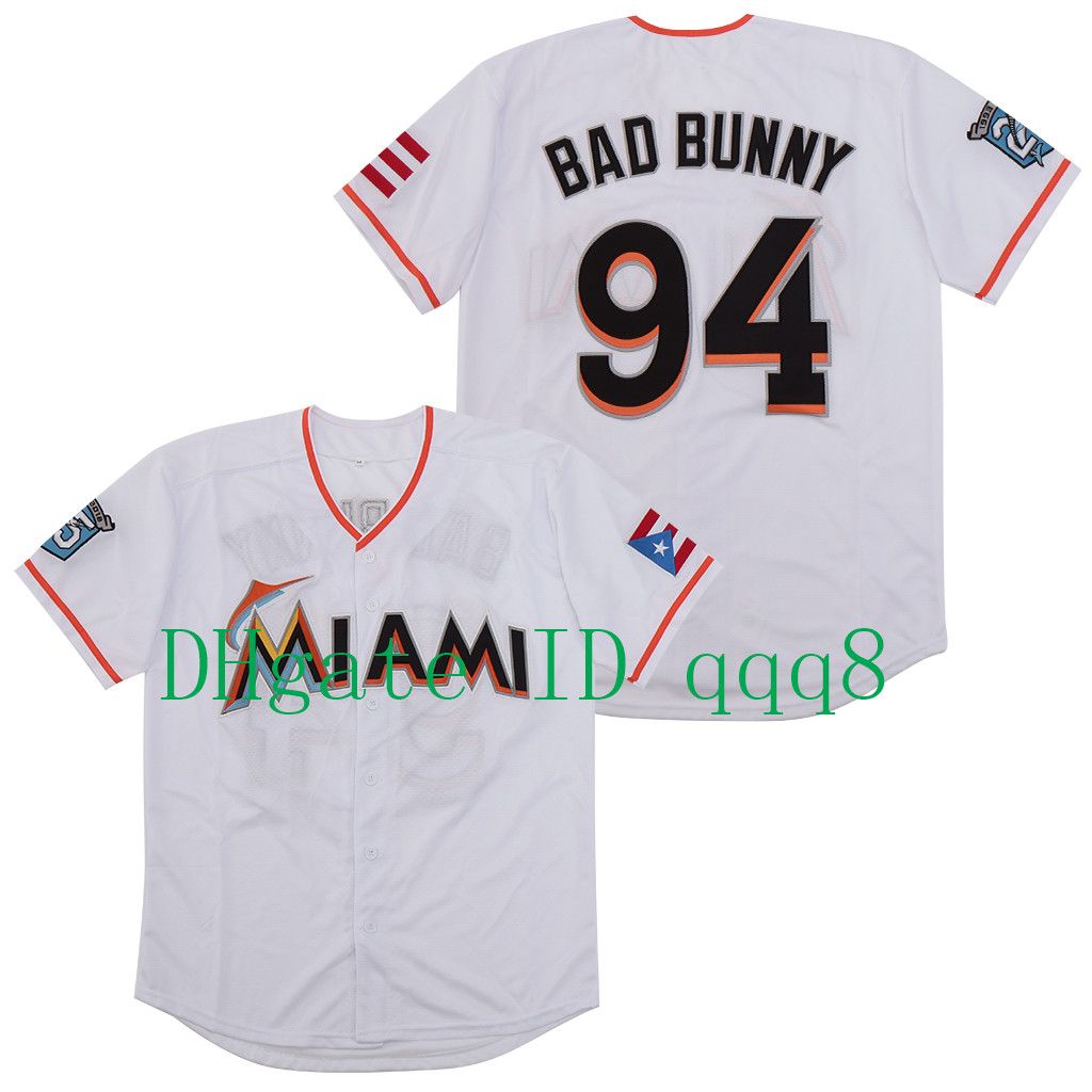 2020 Top Quality ! Maimi Bad Bunny Baseball Jersey White With Puerto