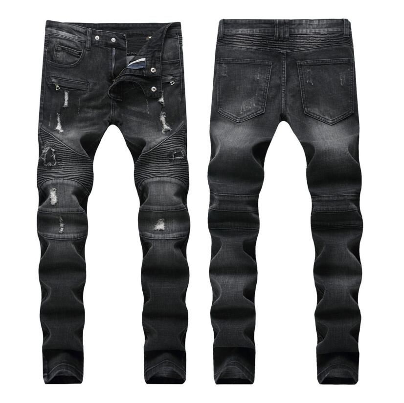 Compra Clásico Negro Gris Color Moda Hombre Jeans Slim Fit Denim Motor Jeans  Pantalones Homme Balplein Biker Jeans Hombres Barato | Entrega Rápida Y  Calidad | Es.Dhgate