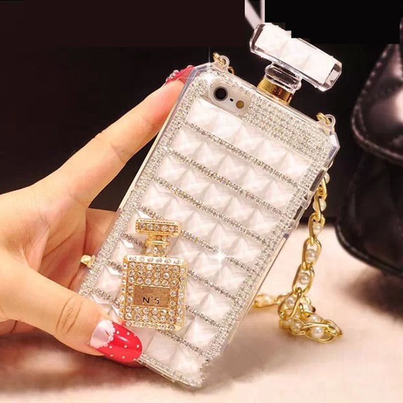 Diamond Perfume Bottle Case With Chain Lanyard Phone Case For Iphone 6 7 8plus X Xr Xsmax 11 11 Pro 11 Pro Max Samsung S10 Customized Cell Phone Case Otter Cell Phone