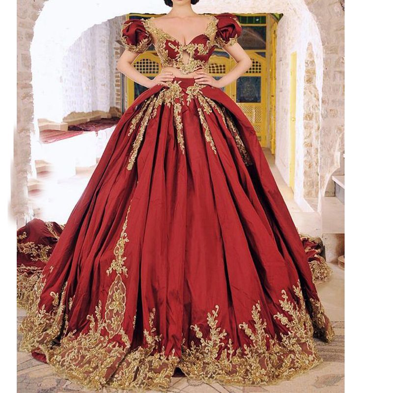 old fashioned red dress