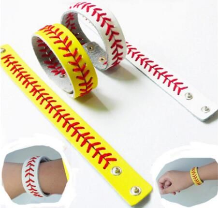Fashion Sport Seamed Leather Bracelets Herringbone Baseball