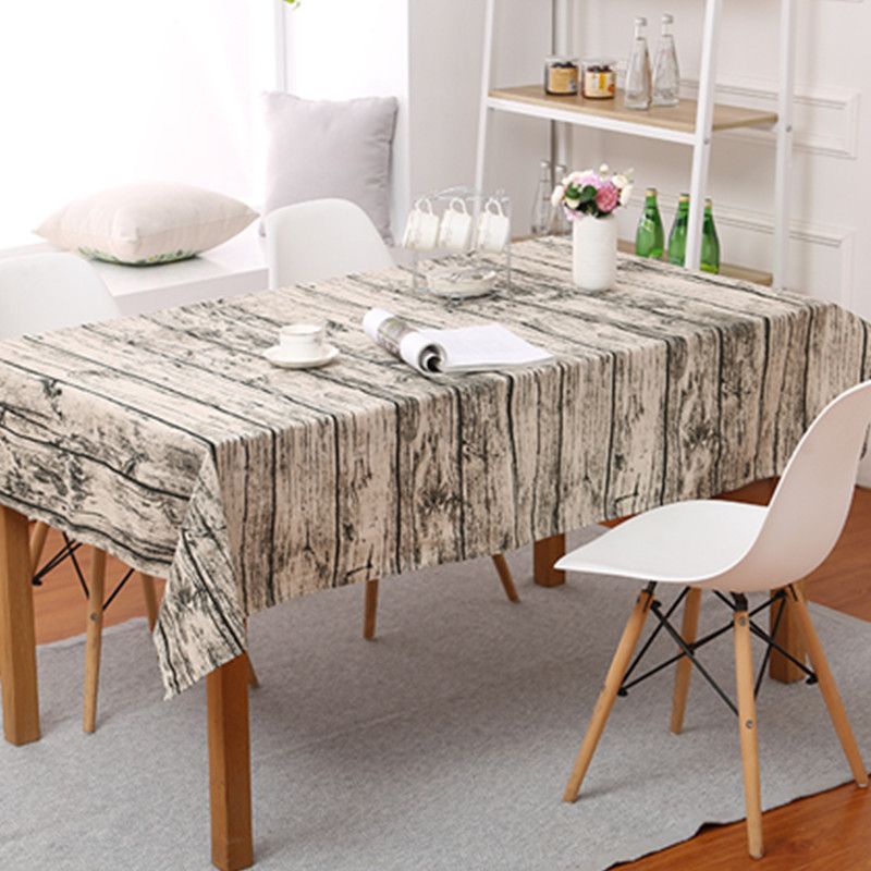 Linen Tablecloth Wood Grain Rectangular Tablecover Cotton Rectangle ...