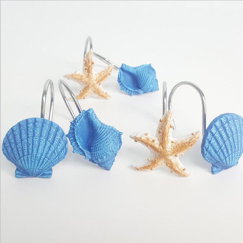 2019 Bathroom Decorative Seashell Shower Curtain Hooks Window