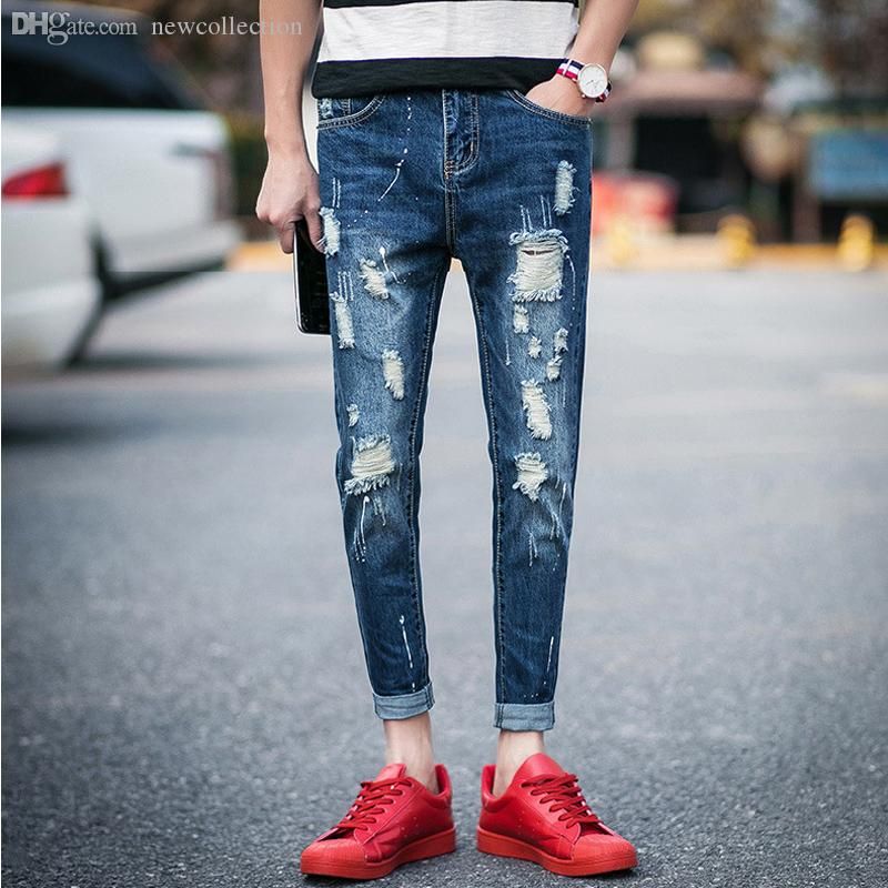 Lengtegraad ondanks stof in de ogen gooien Shop Mens Jeans Online, Wholesale Mens Jeans Scratched Distrressed Skinny  Destroy Wash Ripped Vintage Hollow Out Casual Cropped Pants Begger Crazy  Big With As Cheap As $17.4 Piece | DHgate.Com