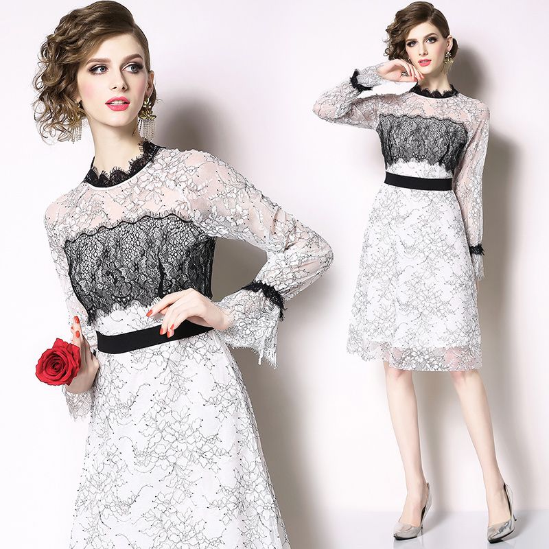 lace midi wedding guest dress