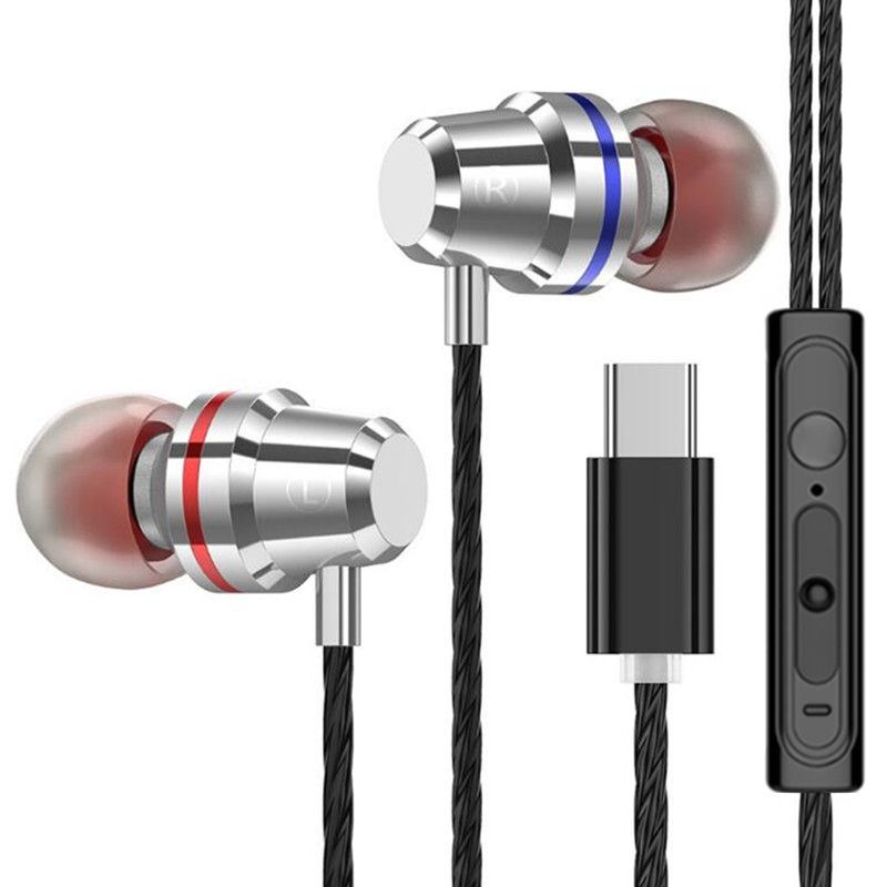 HiFi USB C Earbuds In Ear Bass Metal 