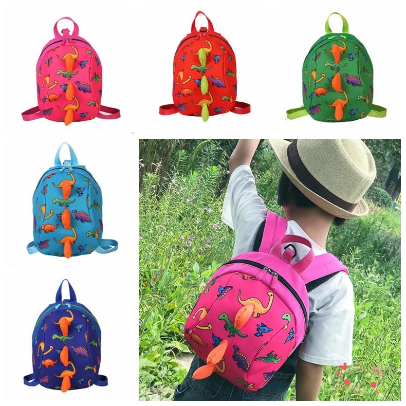 Toddler Kids Children Boy Cartoon Backpack Schoolbag Shoulder Dinosaur Head Bags 